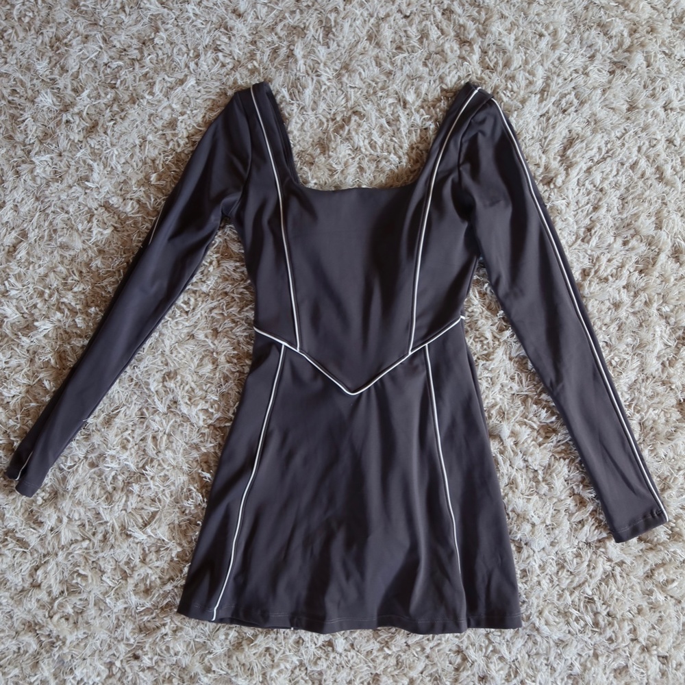 YLLW the label Bailey Long Sleeve Dress - Charcoal Small